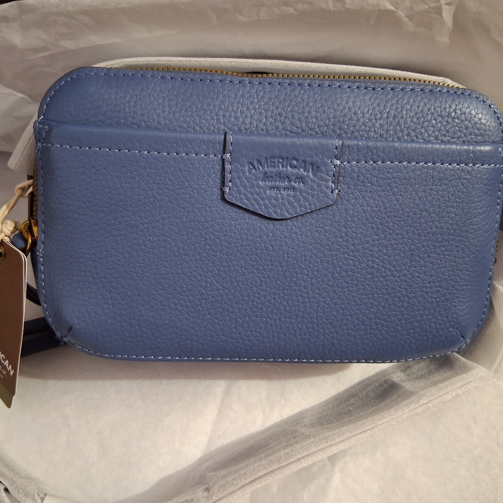 American Leather Co Nashville Double Zip Camera Crossbody Bag